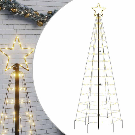 Árbol De Navidad Led Con Estacas 220 Led Blanco Cálido 180 Cm_0