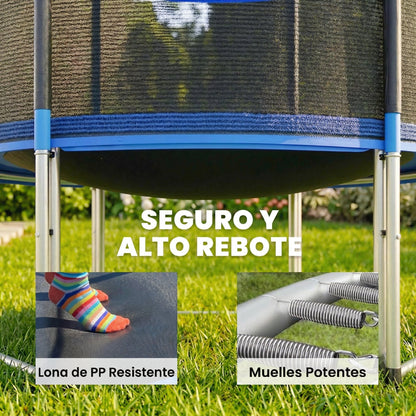 Sportnow Cama Elástica Niños Exterior Ø244 Cm Con Red De Seguridad Escalera Azul_5