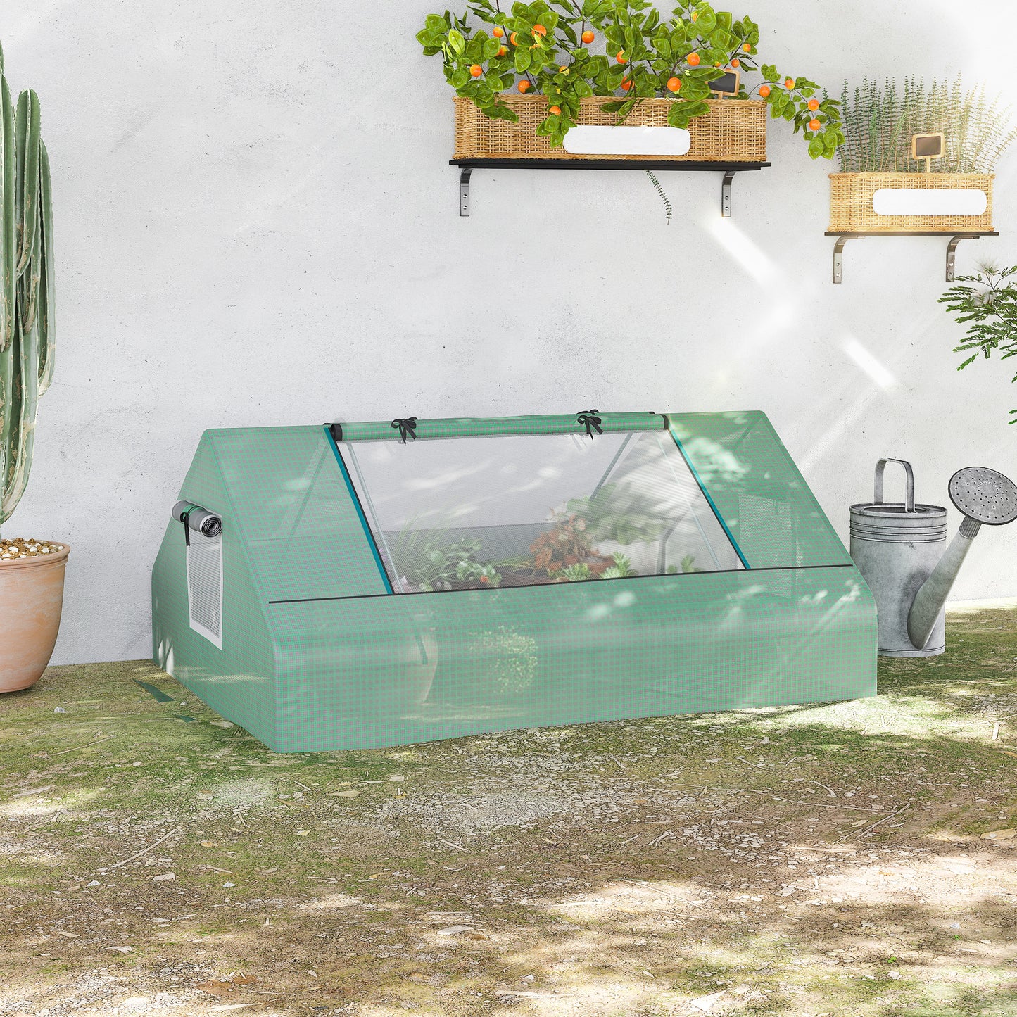 Outsunny Invernadero De Exterior Con 4 Ventanas Enrollables 180x140x80 Cm Verde_1