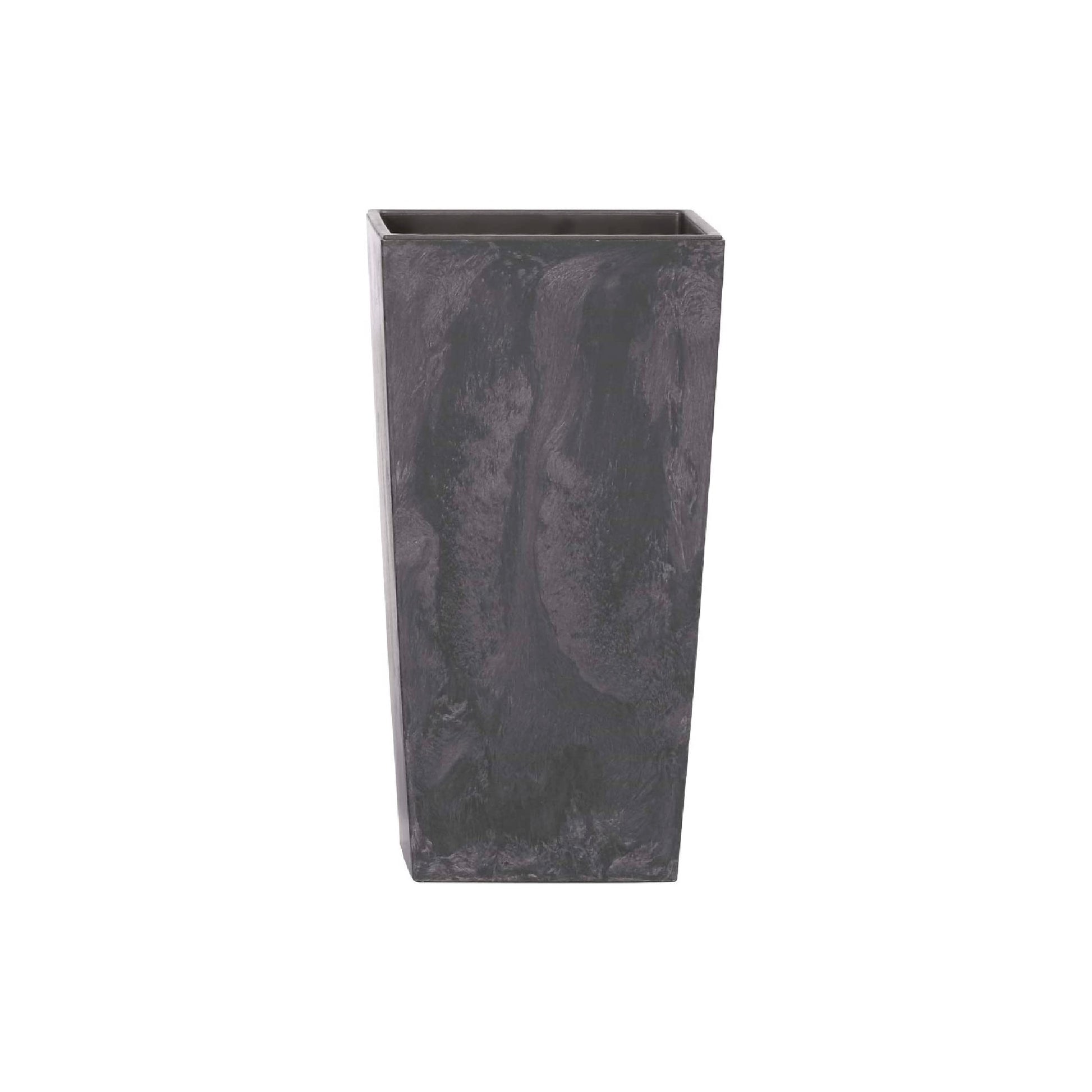 Pack 3 Macetas Altas Prosperplast (11,4/19/35 Litros) Urbi Square Effect De Plastico En Color Antracita Con Deposito.
