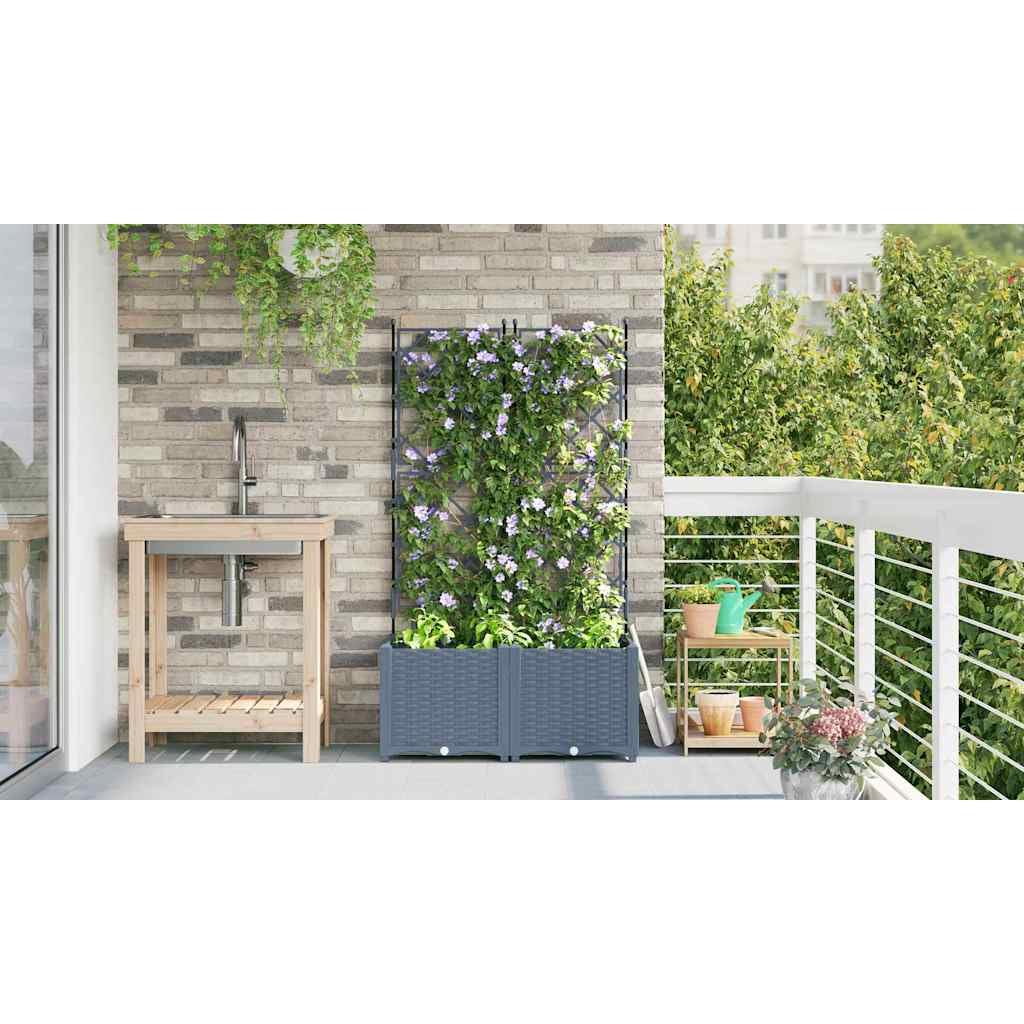 Vidaxl Maceta De Jardín Con Enrejado 2 Pcs Gris Claro 80 X 40 X 143 Cm_3