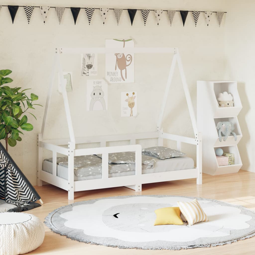 Vidaxl Estructura De Cama Para Niños Madera De Pino Blanco 70x140 Cm_1