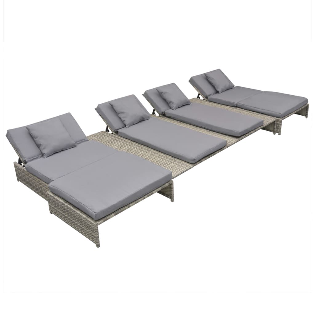 Vidaxl Set De Muebles De Jardín 5 Pzas Y Cojines Ratán Sintético Gris_4