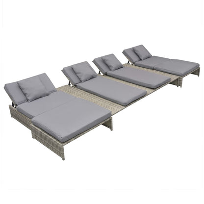 Vidaxl Set De Muebles De Jardín 5 Pzas Y Cojines Ratán Sintético Gris_4