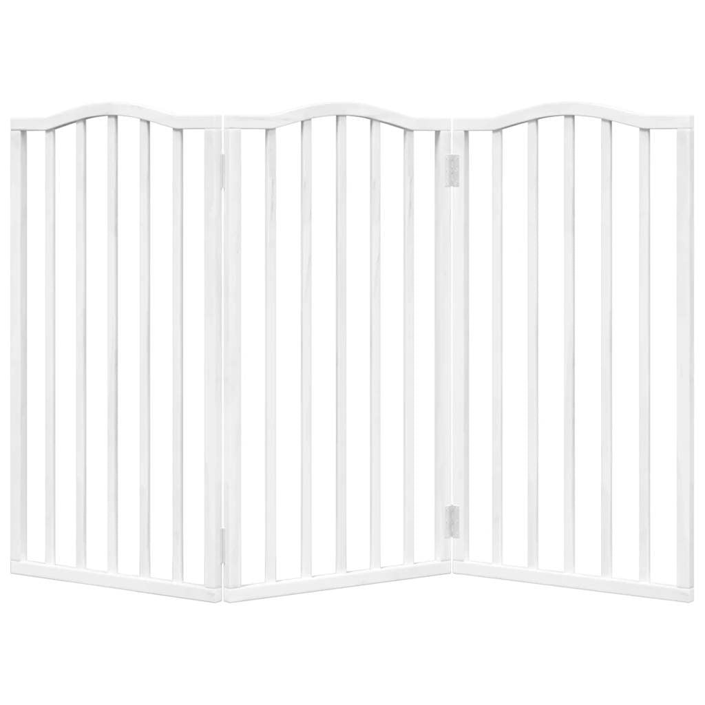 Vidaxl Puerta Para Perros Plegable 3 Paneles Madera Álamo Blanca 150cm_3