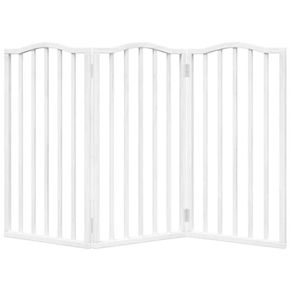 Vidaxl Puerta Para Perros Plegable 3 Paneles Madera Álamo Blanca 150cm_3