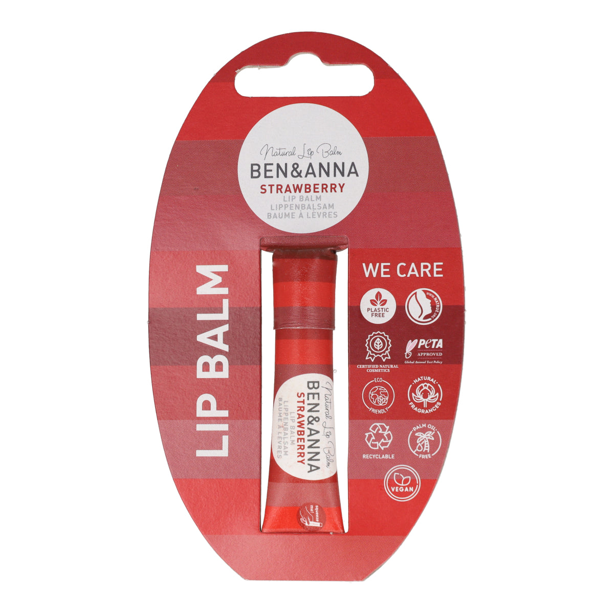 Bálsamo labial ecológico Strawberry (fresa) cero residuos Ben&Anna 6g