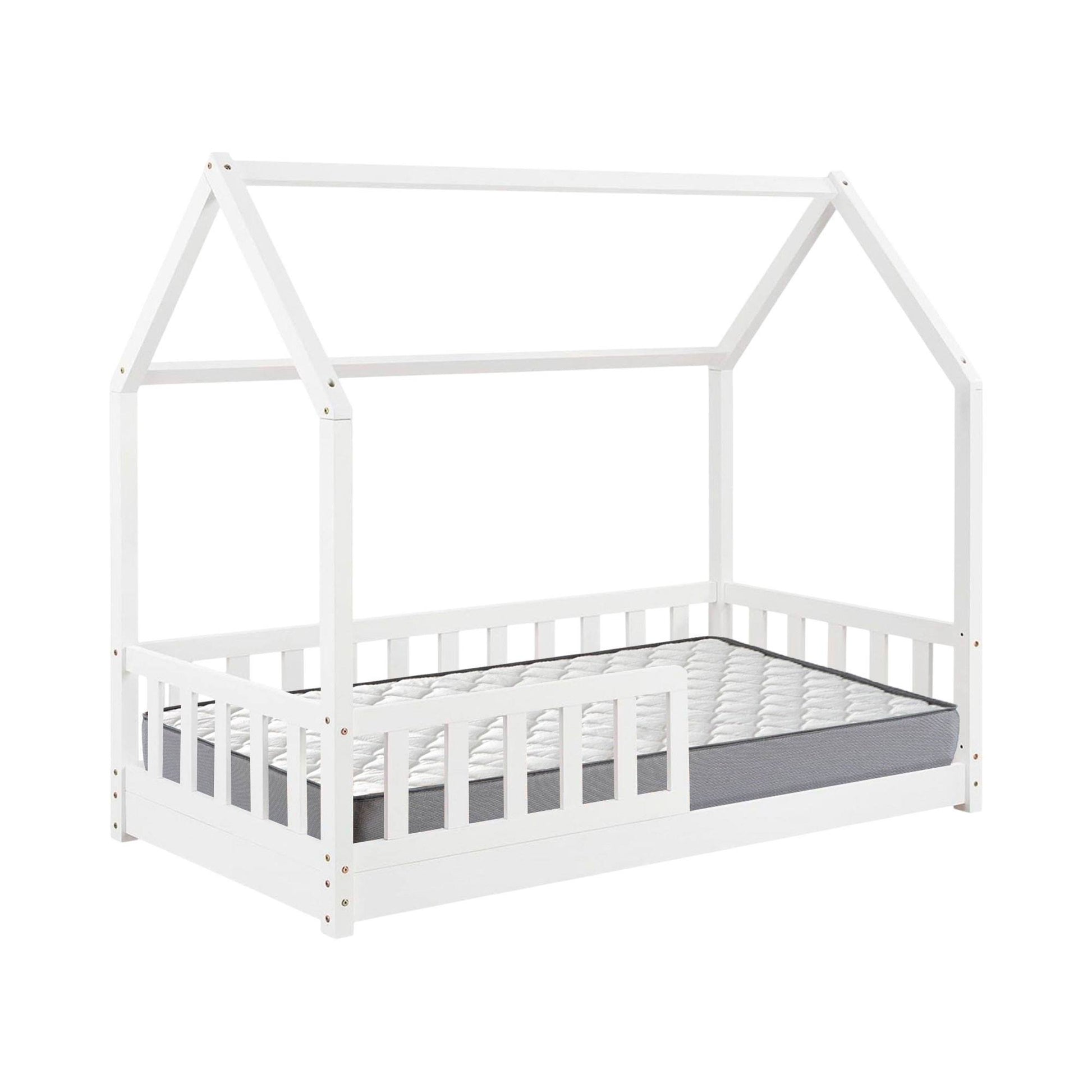 Cama Infantil Cabaña Bosco Blanco 90x190cm Con Colchón Serenia Transpirable_0