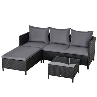 Outsunny Conjunto De Muebles De Jardín De Ratán Con Cojines Acolchados Metal_0