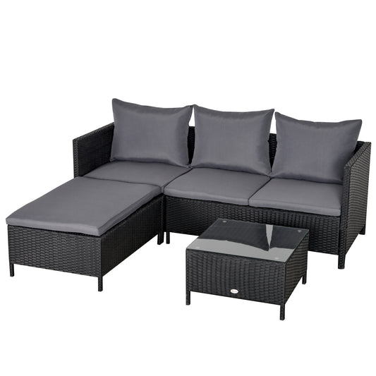 Outsunny Conjunto De Muebles De Jardín De Ratán Con Cojines Acolchados Metal_0