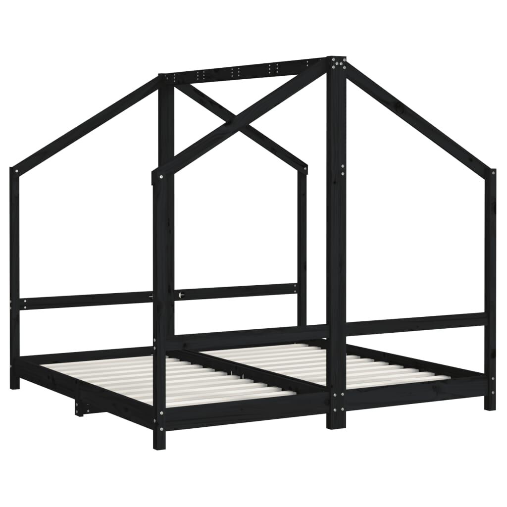 Vidaxl Estructura De Cama Para Niños Madera De Pino Negro 80x160 Cm_2