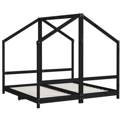 Vidaxl Estructura De Cama Para Niños Madera De Pino Negro 80x160 Cm_2
