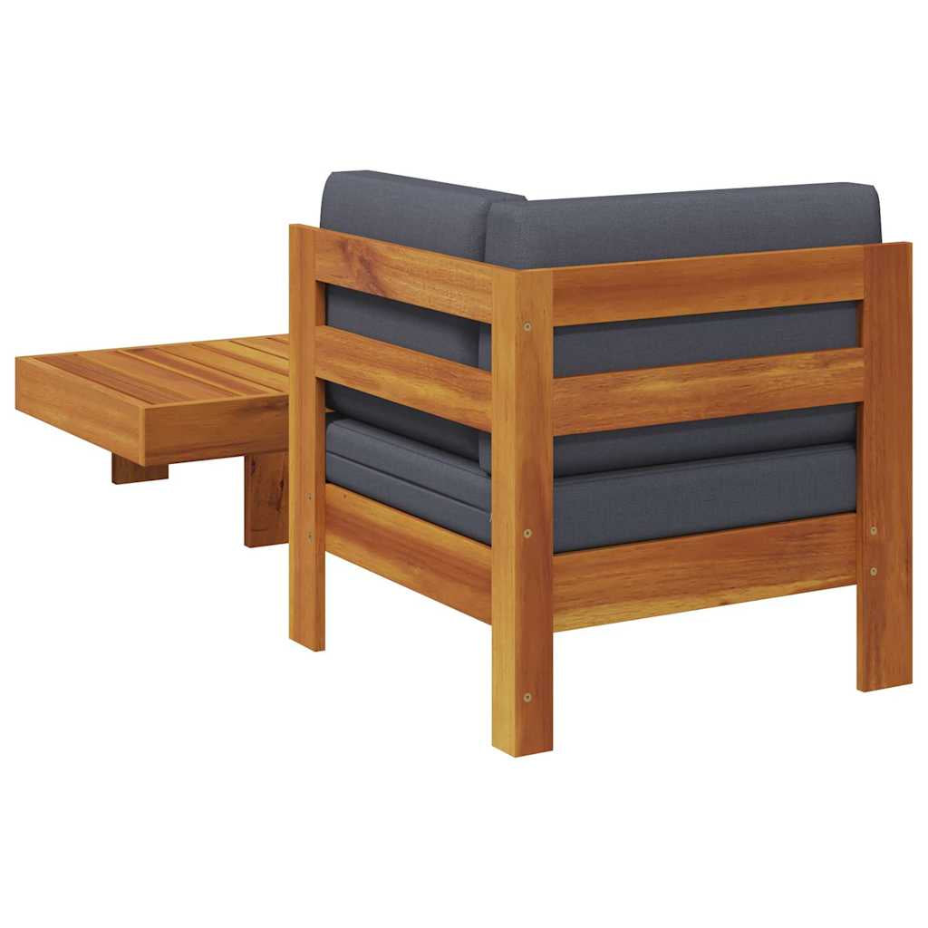 Vidaxl Muebles De Jardín 2 Pzas Cojines Madera Acacia Gris Oscuro_4