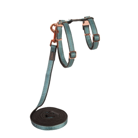 Rogz Arnes Y Correa Para Gato Turquesa Con Bronce Urbancat Tm