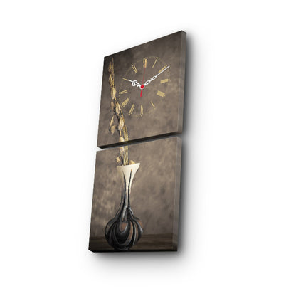 Reloj De Pared Con Lienzo Decorativo De Jarrón_0