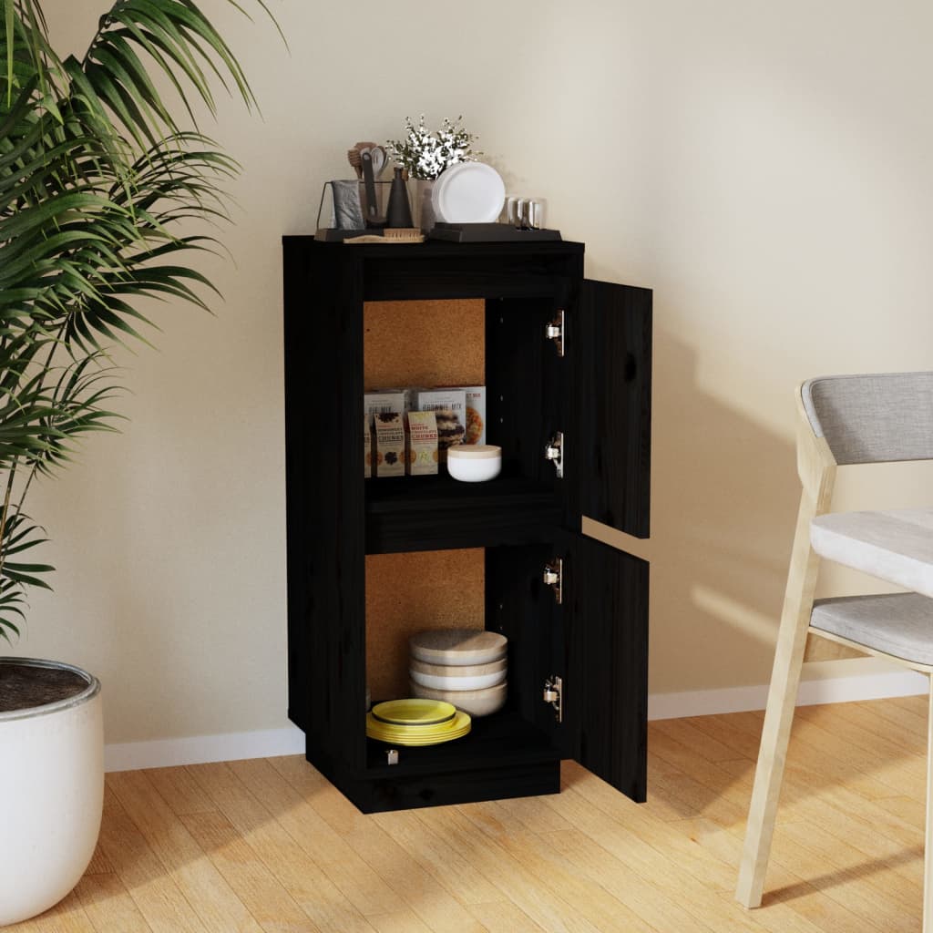 Aparador De Madera Maciza De Pino Negro 31,5x34x75 Cm / Vetonek_3