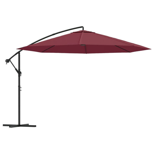 Vidaxl Sombrilla Voladiza Con Poste De Aluminio Rojo Burdeos 350 Cm_0
