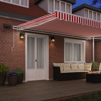 Toldo Retráctil Rojo Y Blanco 500 X 350 Cm Tela Y Aluminio_2