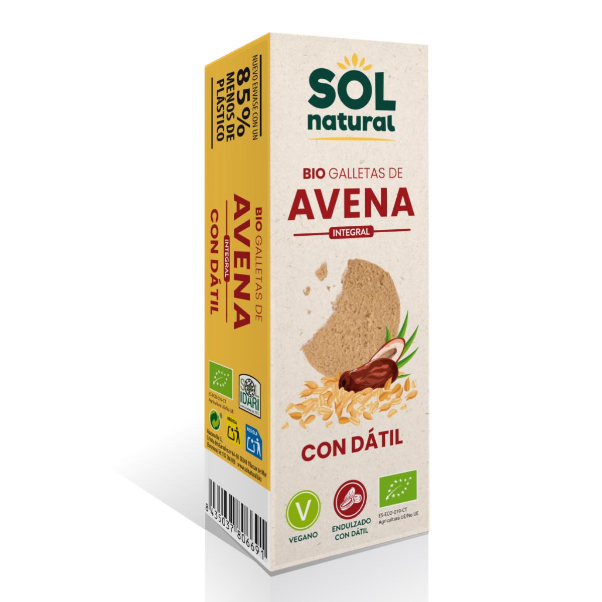 Galletas de avena integral endulzadas con dátil bio Sol Natural 170 g