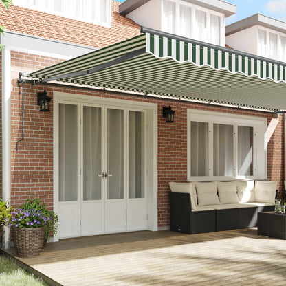 Toldo Retráctil Verde Y Blanco 600 X 300 Cm Tela Y Aluminio_2