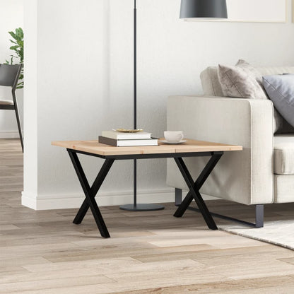 Mesa De Centro Marco X Madera Maciza Pino Y Acero 70x70x40 Cm_1