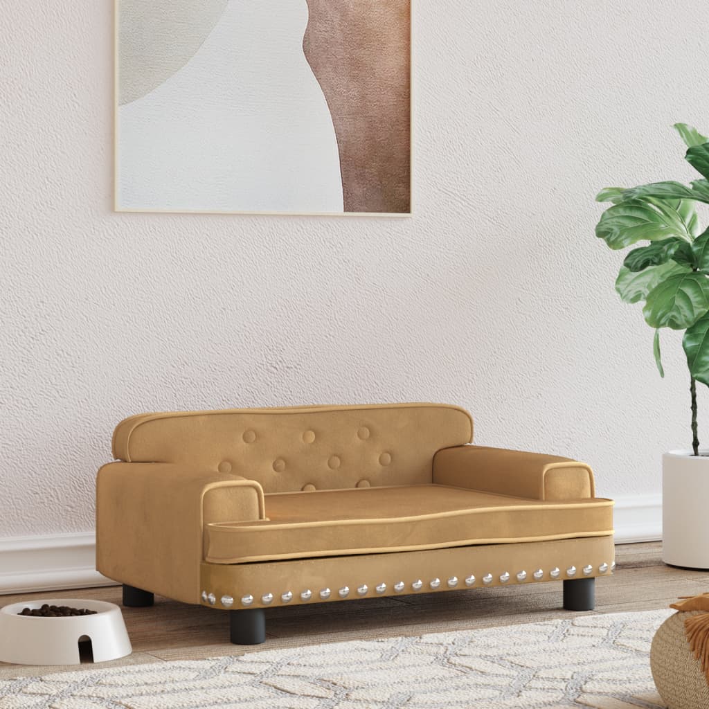 Cama Para Perros De Terciopelo Marrón 70x45x30 Cm / Vetonek_0