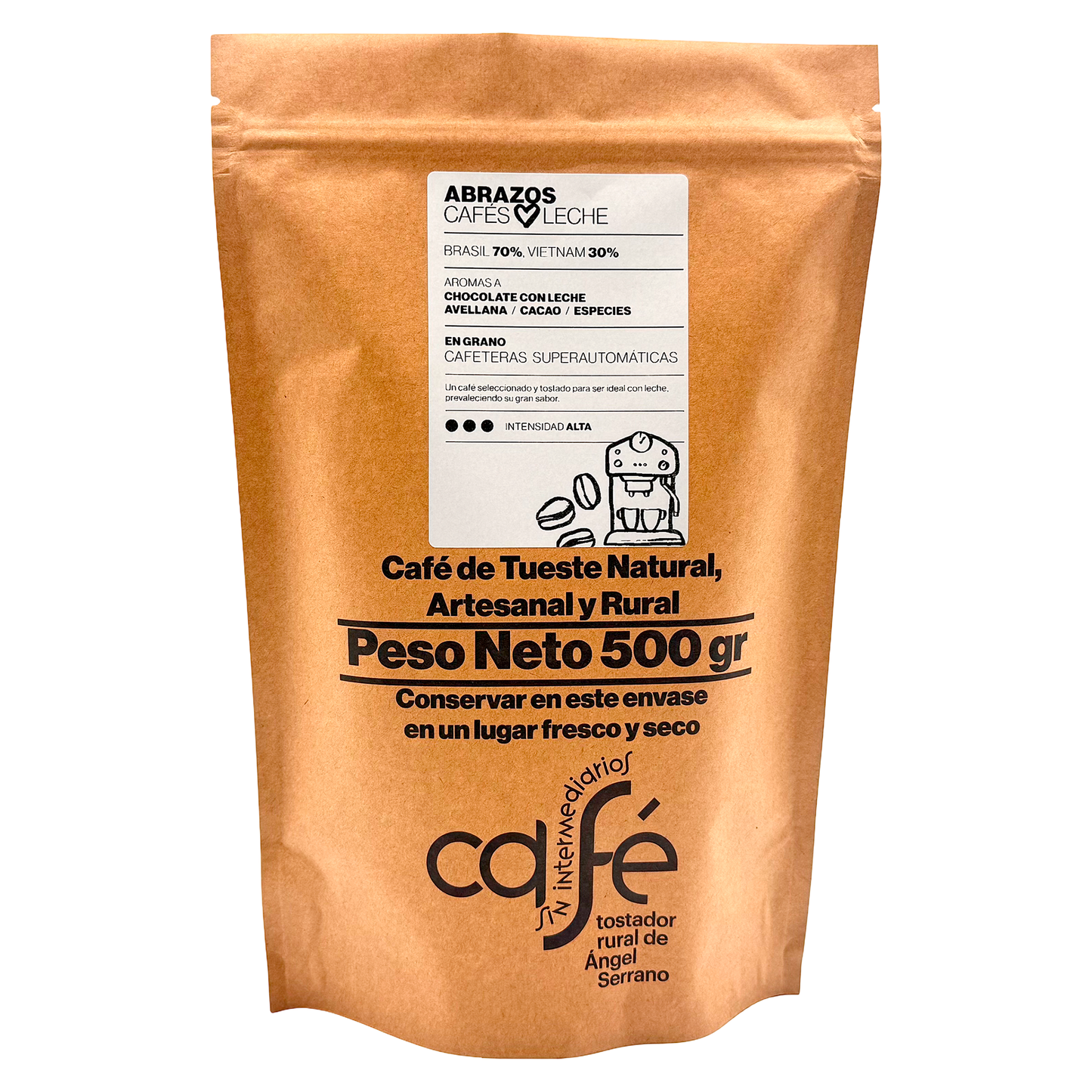 Cafe Sin Intermediarios Café Brasil Abrazos En Grano Para Superautomática 500 G_0