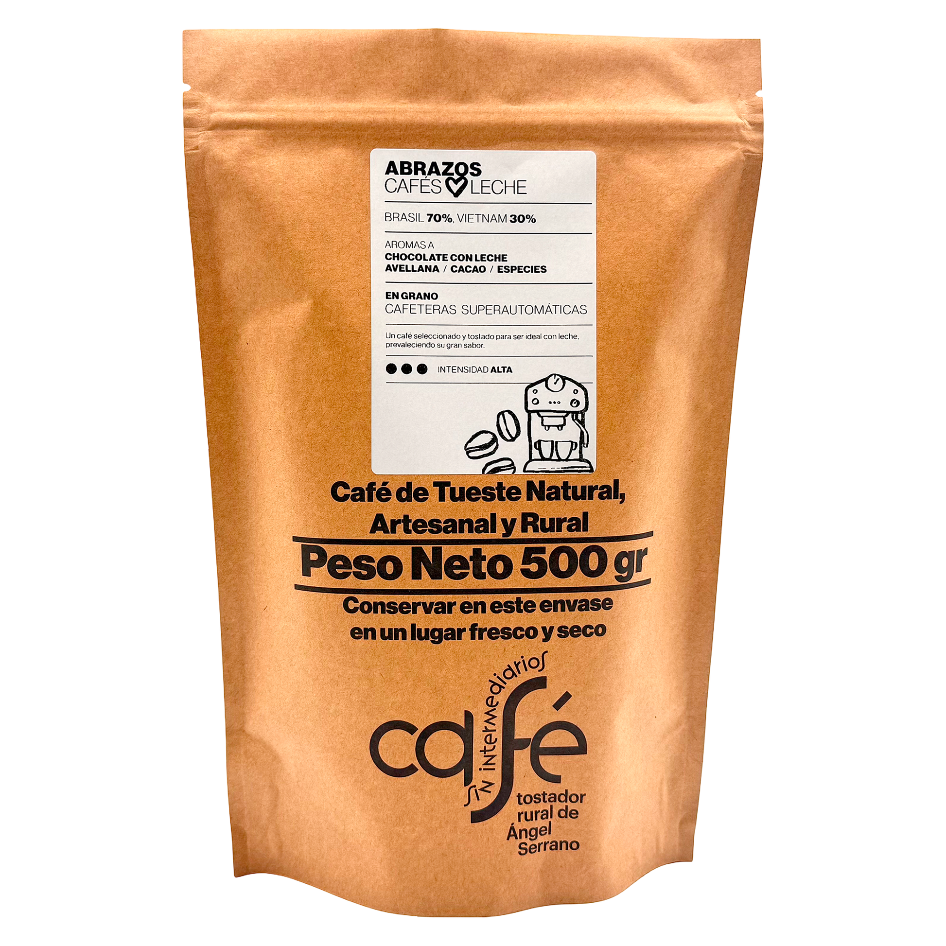 Cafe Sin Intermediarios Café Brasil Abrazos En Grano Para Superautomática 500 G_0