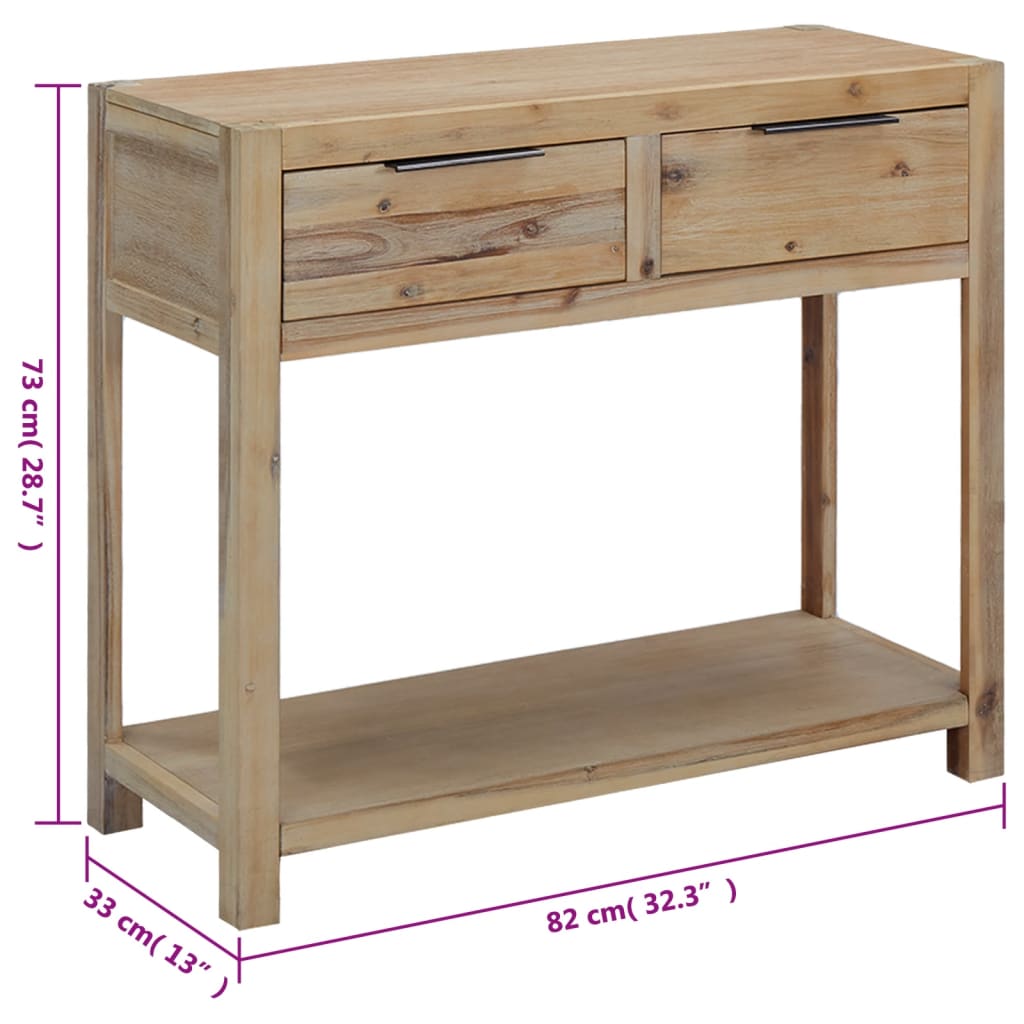 Mesa Consola De Madera Maciza De Acacia 82x33x73 Cm_4