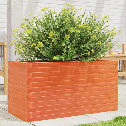 Jardinera De Madera Maciza De Pino Marrón Cera 90x40x45,5 Cm_1