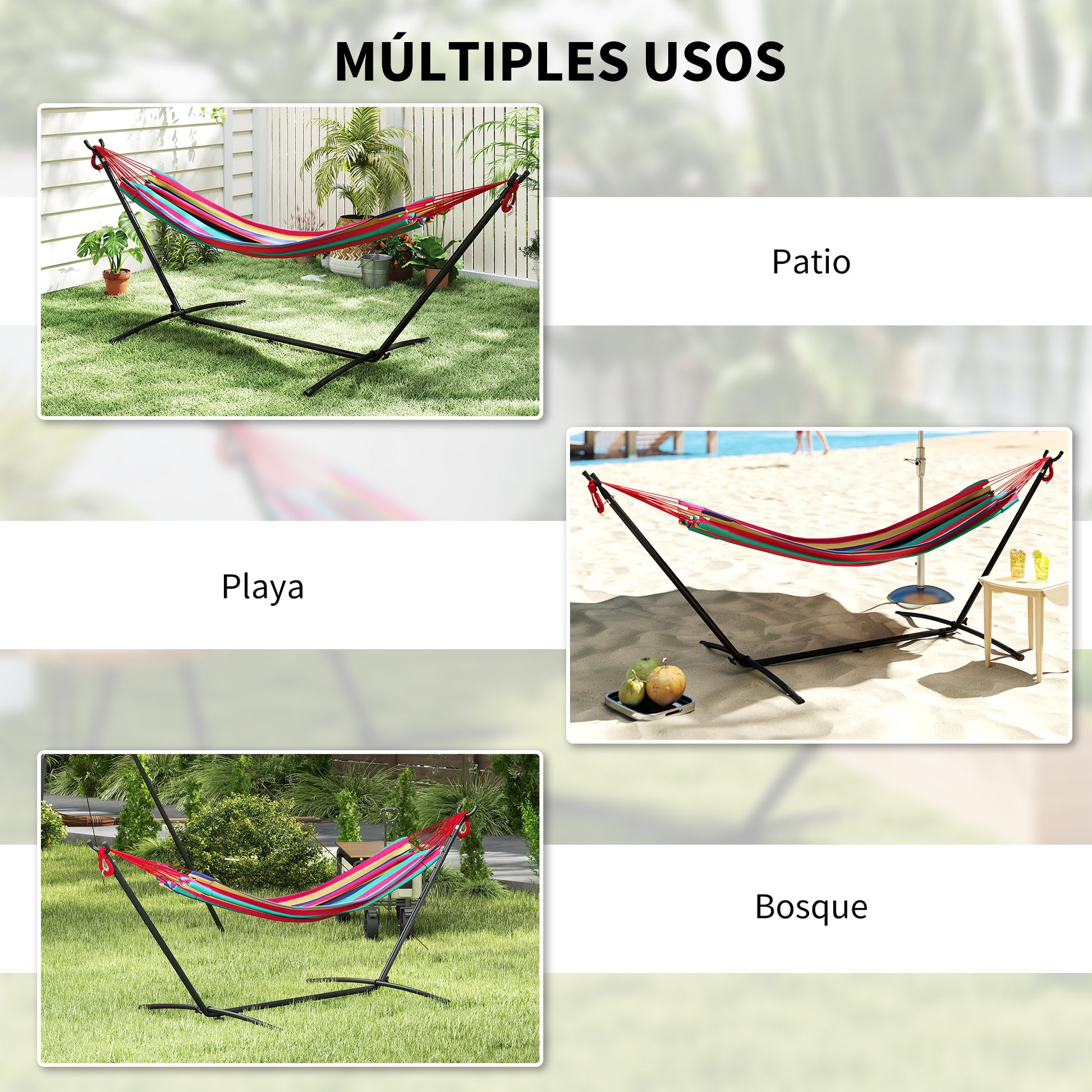 Outsunny Hamaca Con Soporte 310x117 Cm Hamaca De Camping Con Bolsa De Transporte_5