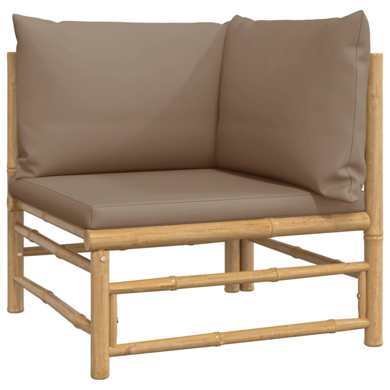 Vidaxl Set De Muebles De Jardín 2 Piezas Bambú Y Cojines Gris Taupe_5