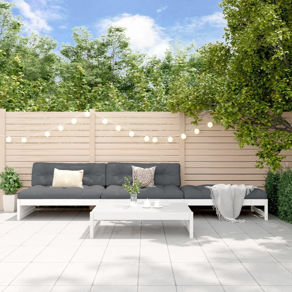 Vidaxl Juego De Muebles De Jardín 4 Pzas Madera Maciza De Pino Blanco_1