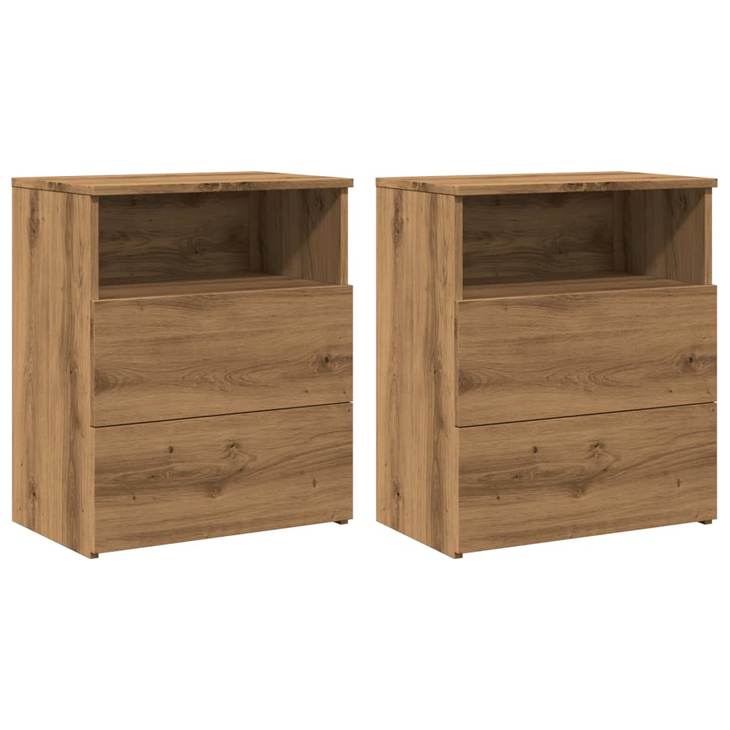 Mesitas Noche 2 Uds Madera Ingeniería Roble Artisan 50x32x60 Cm_0
