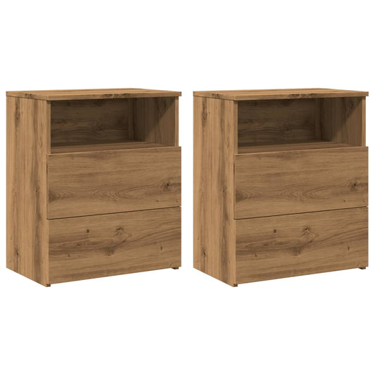 Mesitas Noche 2 Uds Madera Ingeniería Roble Artisan 50x32x60 Cm_0