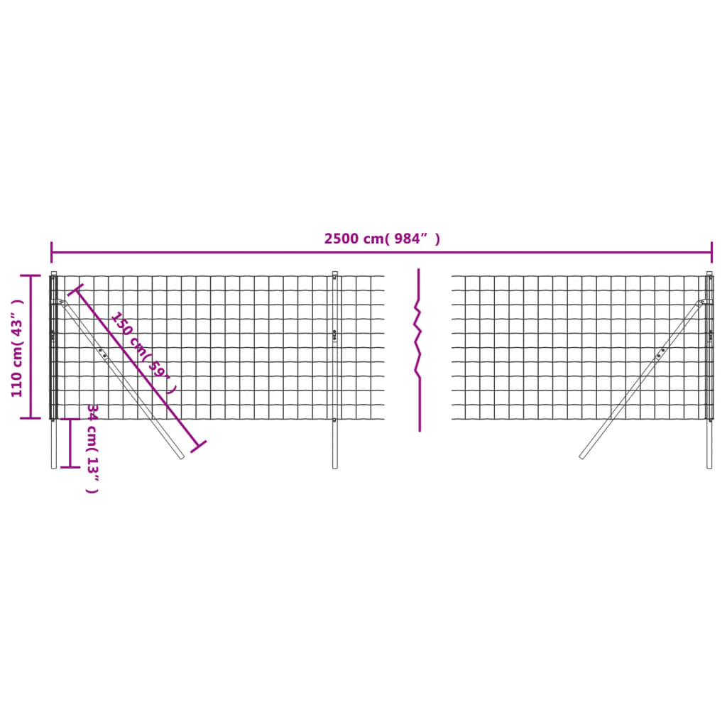 Cerca De Alambre De Acero Galvanizado Gris Antracita 1,1x25 M / Vetonek_2