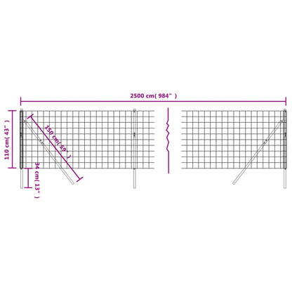 Cerca De Alambre De Acero Galvanizado Gris Antracita 1,1x25 M / Vetonek_2