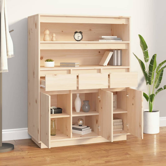 Aparador Alto De Madera Maciza De Pino 89x40x116,5 Cm / Vetonek_0
