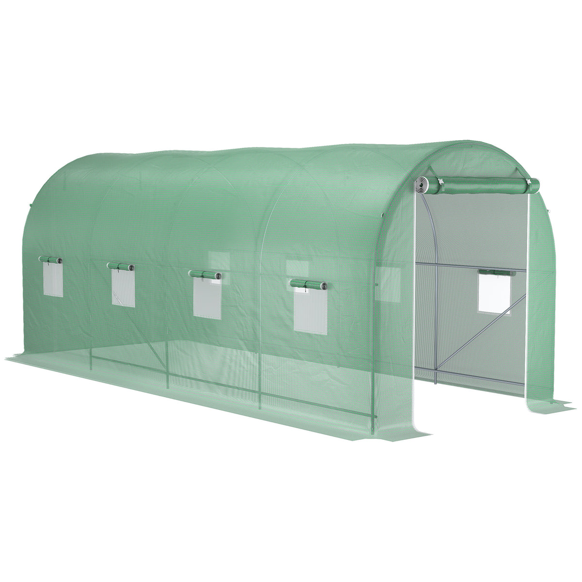 Invernadero De Túnel Outsunny Pe, Metal Verde 500x200x205 Cm_0