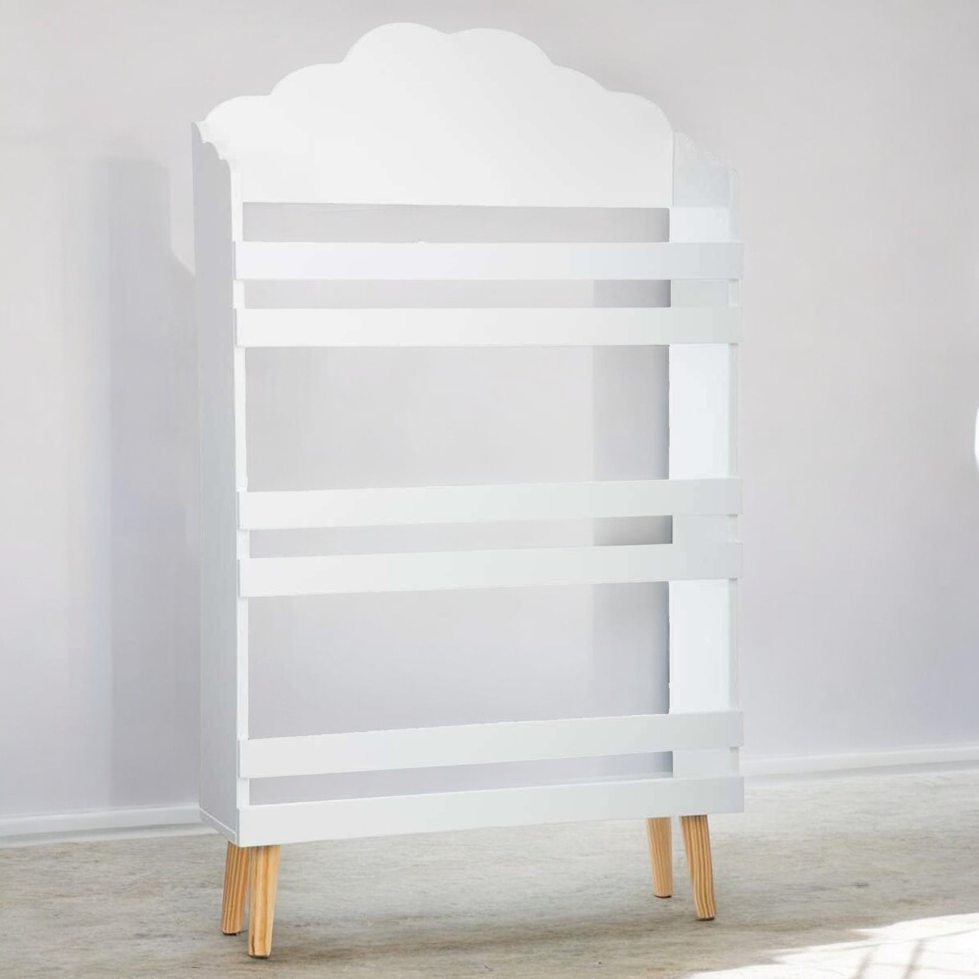 Well Home - Biblioteca De Madera Con 3 Estantes En Color Blanco Y Diseño De Nube H.100cm