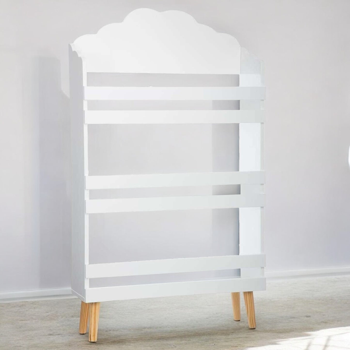 Well Home - Biblioteca De Madera Con 3 Estantes En Color Blanco Y Diseño De Nube H.100cm_2