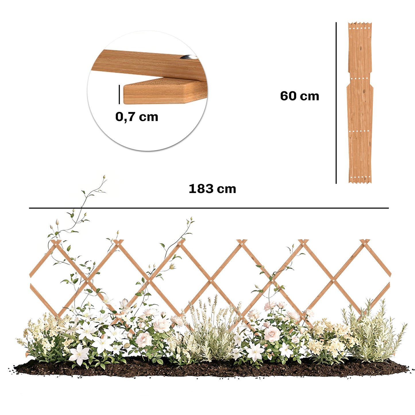 Outsunny Enrejado De Jardín De Madera Extensible 180x60 Cm Marrón Claro_2