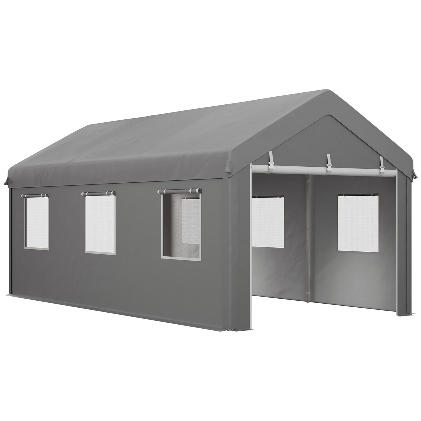 Outsunny Carpa Garaje 6x3 M Impermeable Con Paredes Laterales Desmontables Gris_0