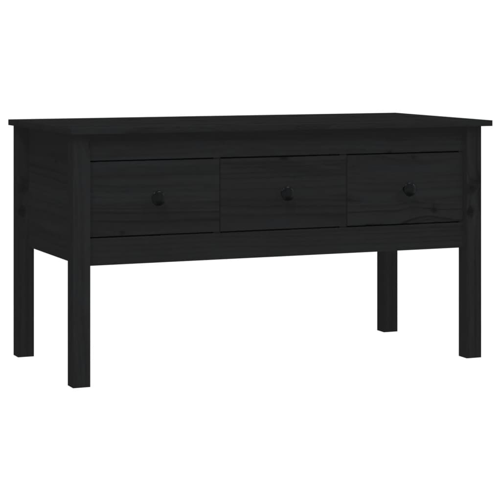 Mesa De Centro De Madera Maciza De Pino Negro 102x49x55 Cm_0
