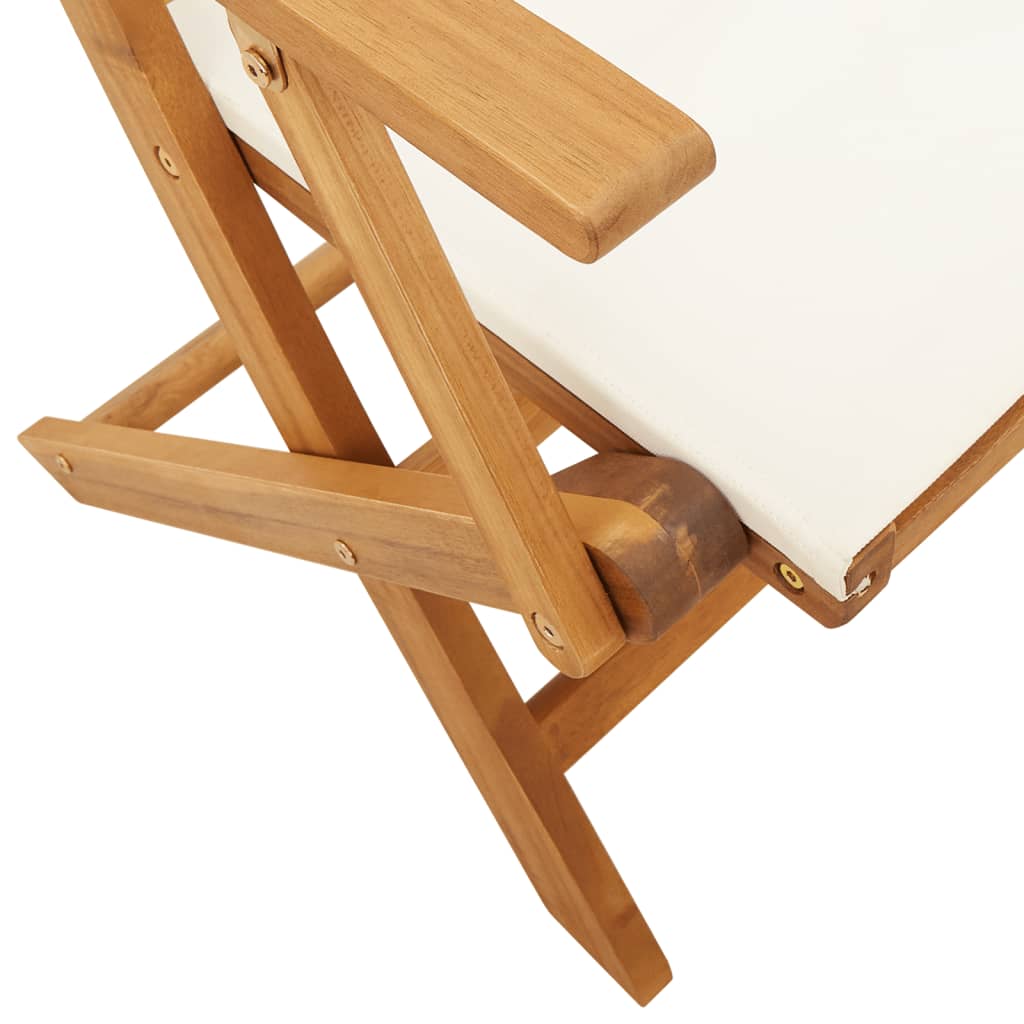 Set De Comedor De Jardín 5 Pzas Tela Madera Maciza Blanco Crema / Vetonek_4