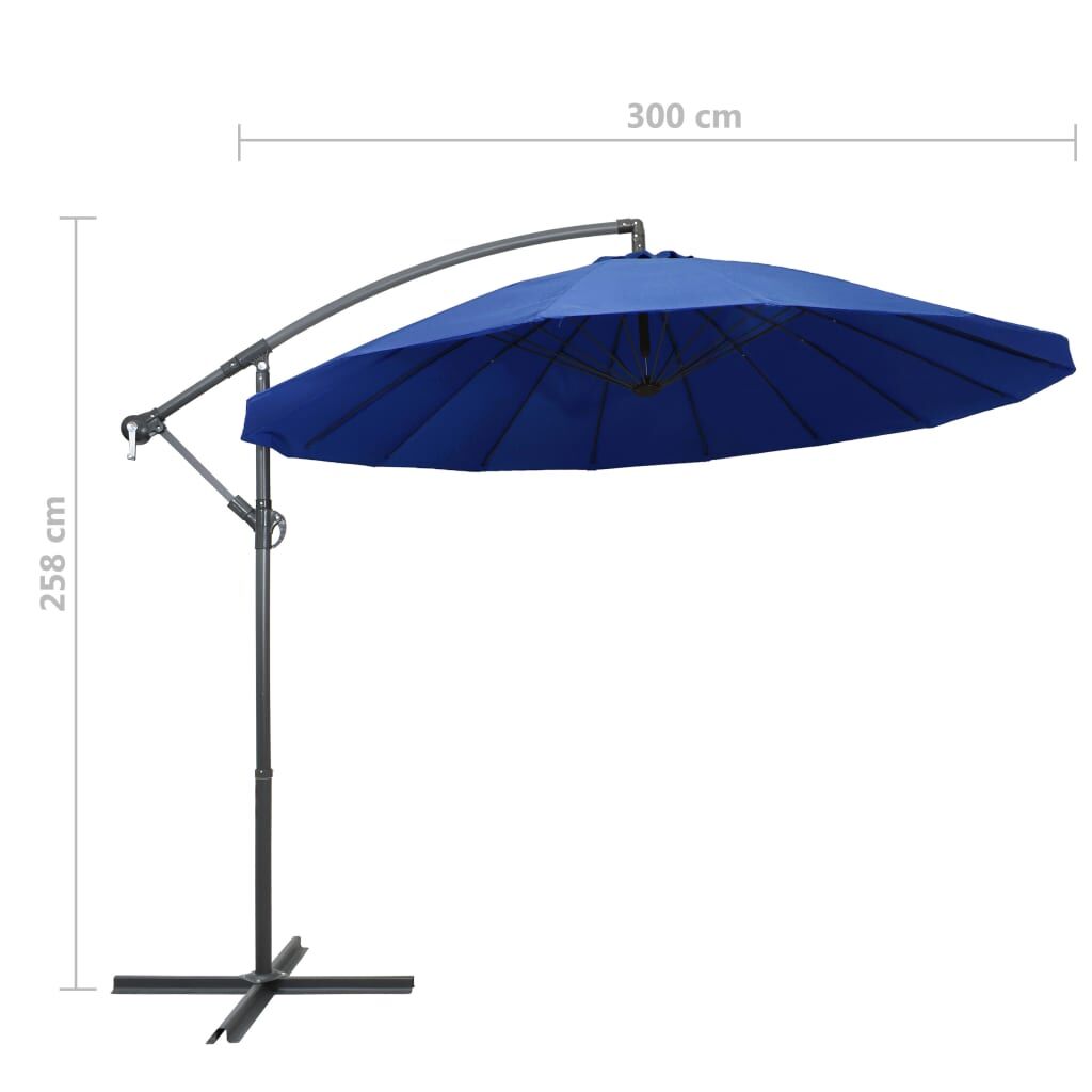 Vidaxl Sombrilla Colgante Con Palo De Aluminio Azul 3 M_2