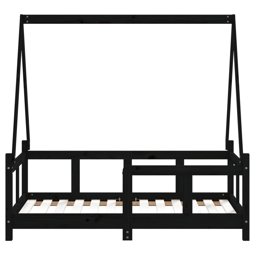 Vidaxl Estructura De Cama Para Niños Madera De Pino Negro 70x140 Cm_4