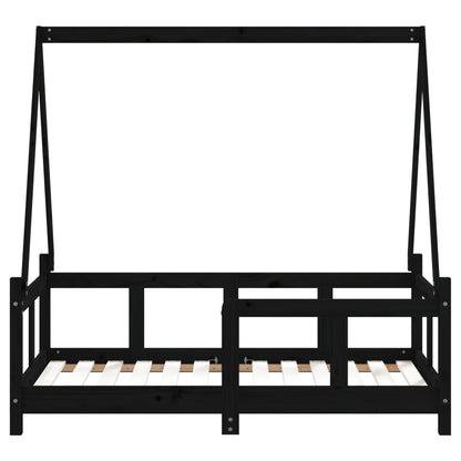 Vidaxl Estructura De Cama Para Niños Madera De Pino Negro 70x140 Cm_4