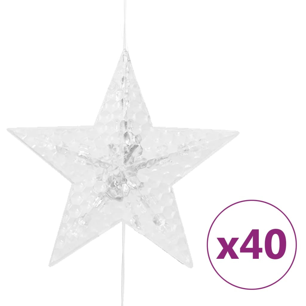 Vidaxl Cortina De Luces Estrellas 200 Leds Blanco Cálido 8 Funciones_2
