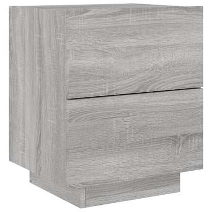 Mesita De Noche Con Luces Led Madera De Ingeniería Gris Sonoma_1